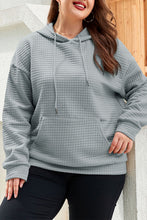 Load image into Gallery viewer, Gray Kangaroo Pockets Quilted Plus Size Hoodie
