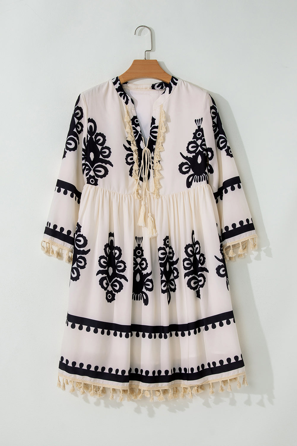 Beige Western Pattern Print Dress