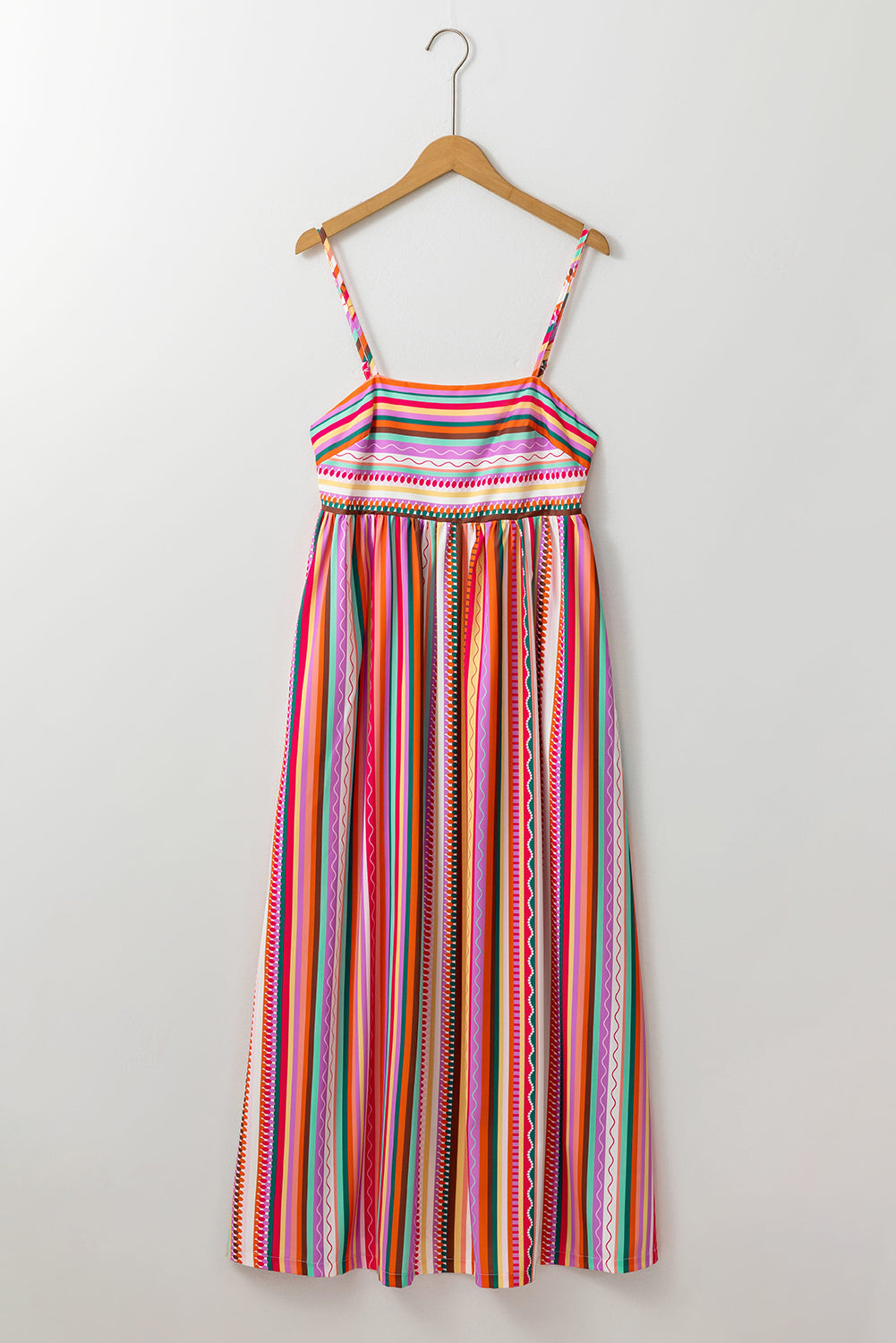 Multicolour Striped Thin Straps Maxi Dress