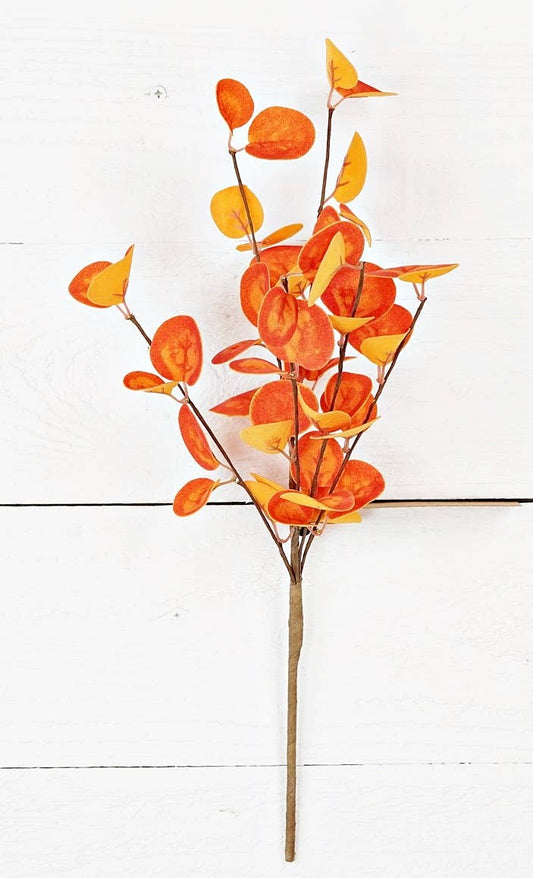 16in Pick-Foamy Silver Dollar Leaves-Orange Mix