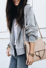 Load image into Gallery viewer, Grey Plaid Contrast Trim Open Front Cardigan
