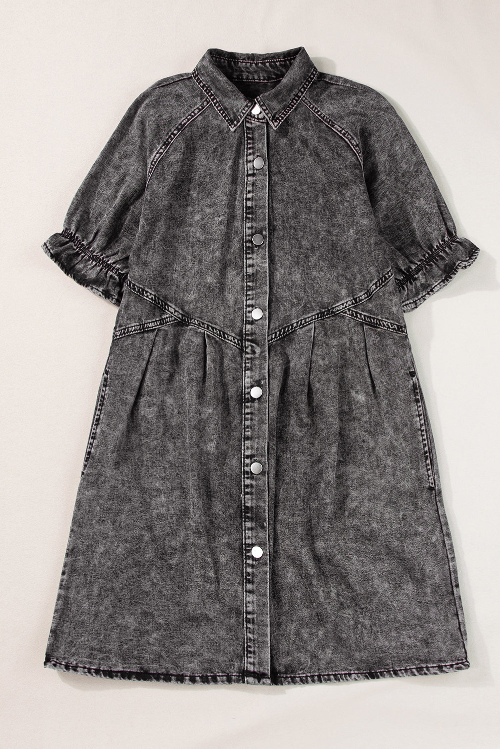 Grey Mineral Wash Denim Dress