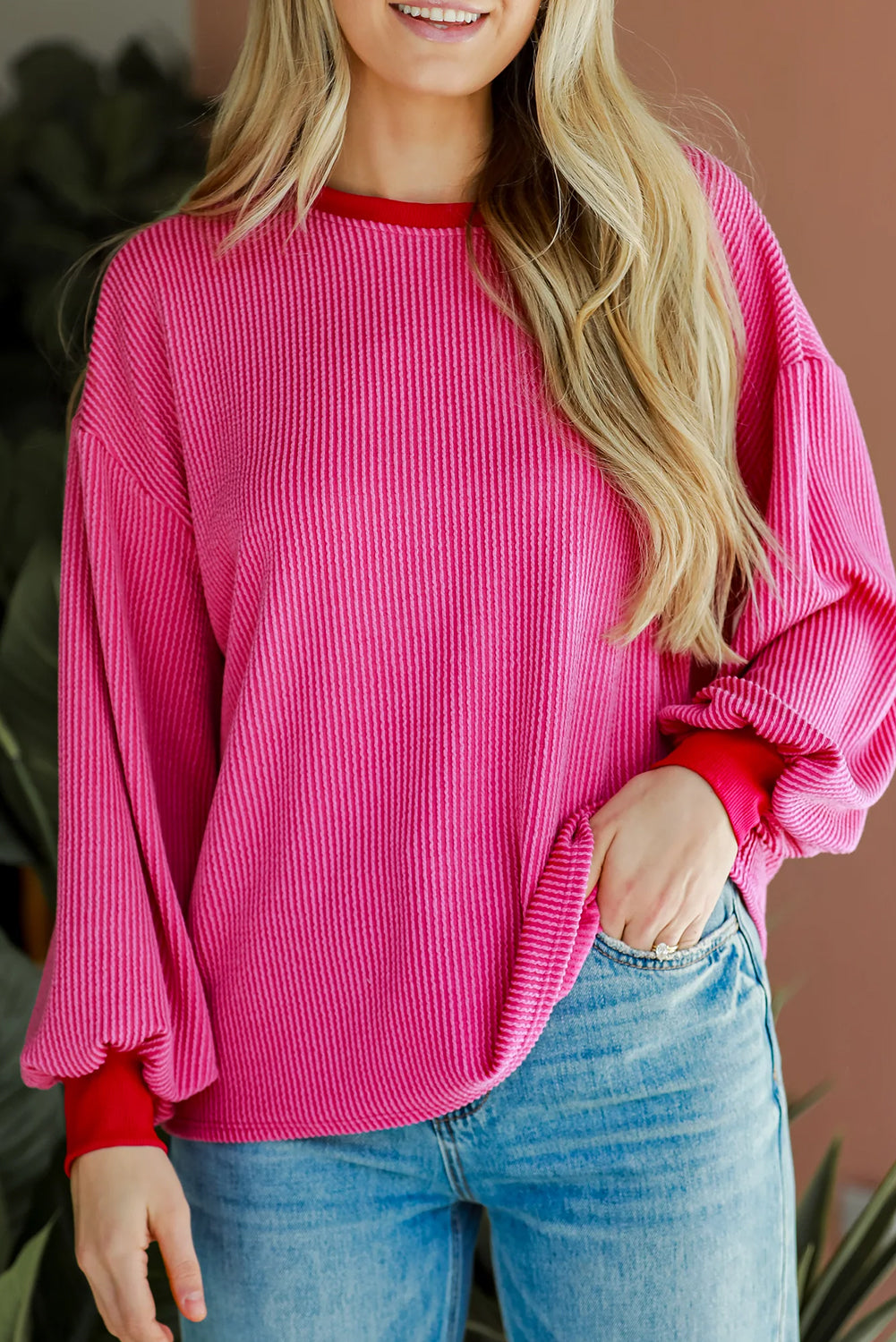 Bright Pink Corded  Top