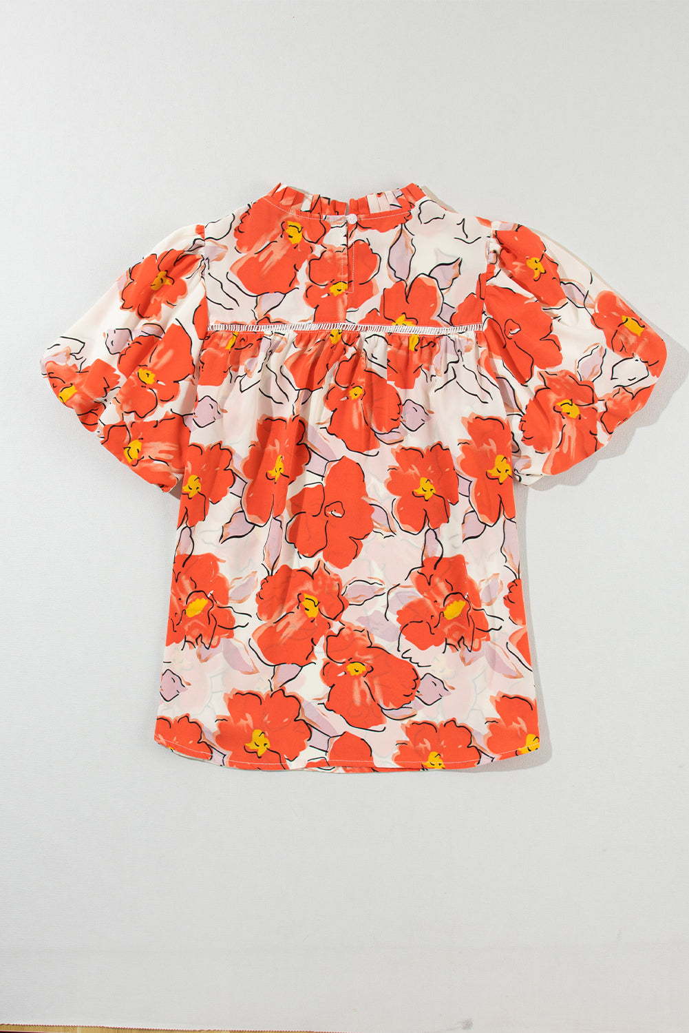 Orange Floral Bubble Blouse