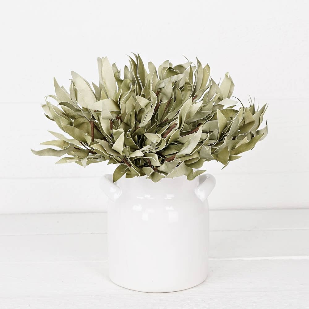 ISB72666- 10inLx10inD Flocked Herb Leaves Bush-