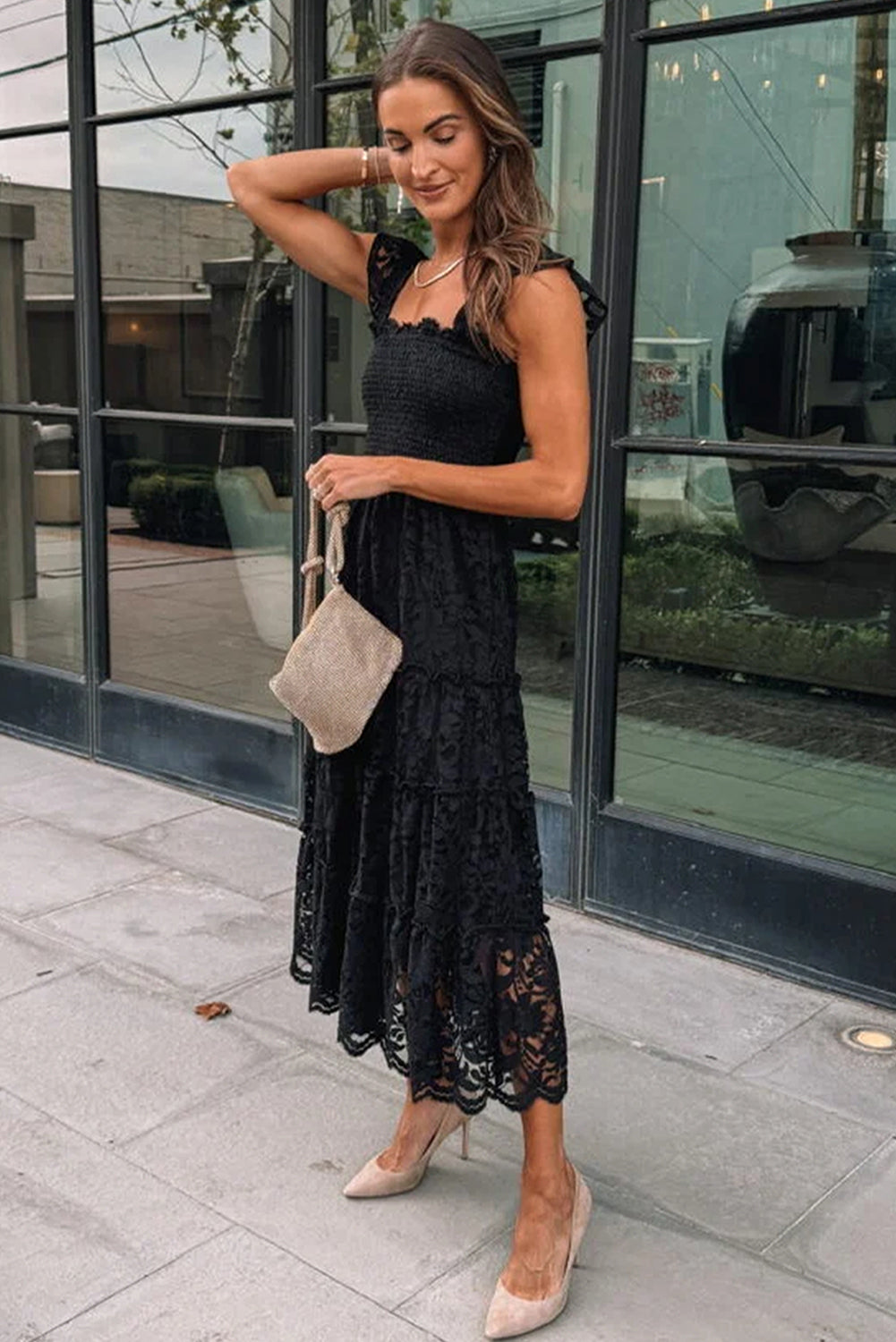 Black Lace Sleeveless Dress