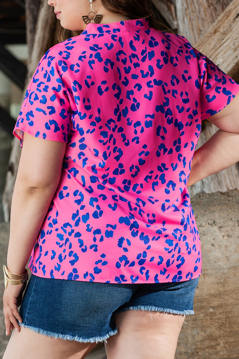 Rose Leopard Blouse - PLUS