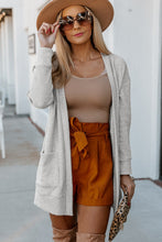 Load image into Gallery viewer, Beige Thermal Waffle Knit Pocketed Cardigan

