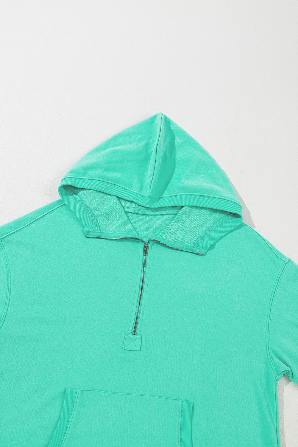 Bonbon Solid Kangaroo Pocket Half Zipper Oversized Hoodie