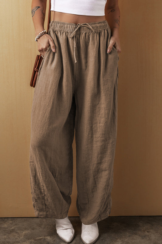 Desert Palm Cotton Linen Wide Leg Pants