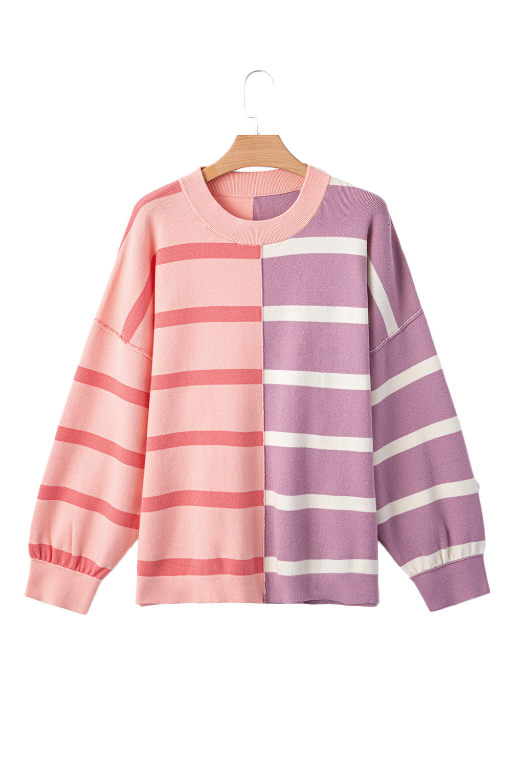 Blue Stripe Colorblock Oversized Sweater