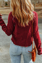 Load image into Gallery viewer, Red Textured Round Neck Long Sleeve Top
