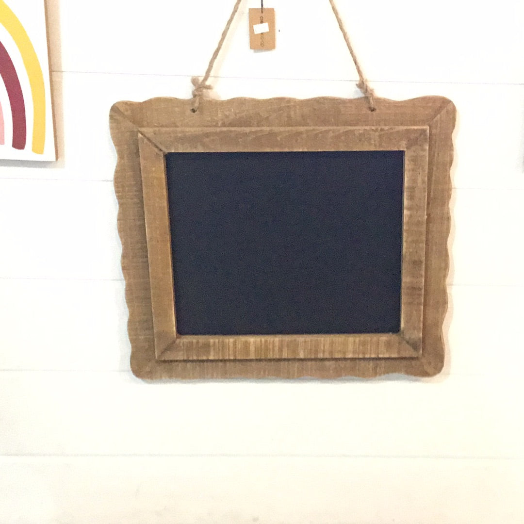 Chalkboard with Scalloped Wooden Frame