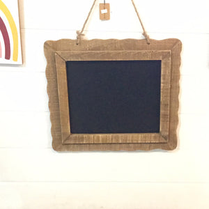Chalkboard with Scalloped Wooden Frame