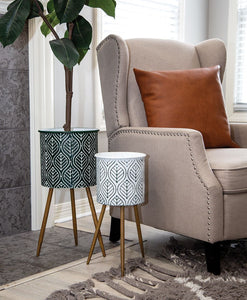 Leaf Etched Enamel Planters