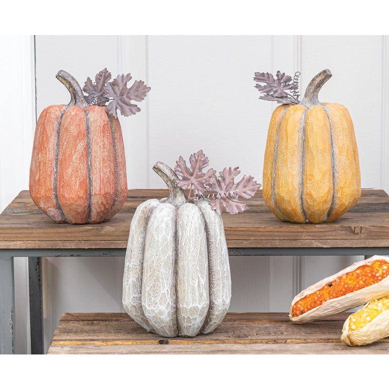 Weathered Leaf Pumpkin 3 Ast