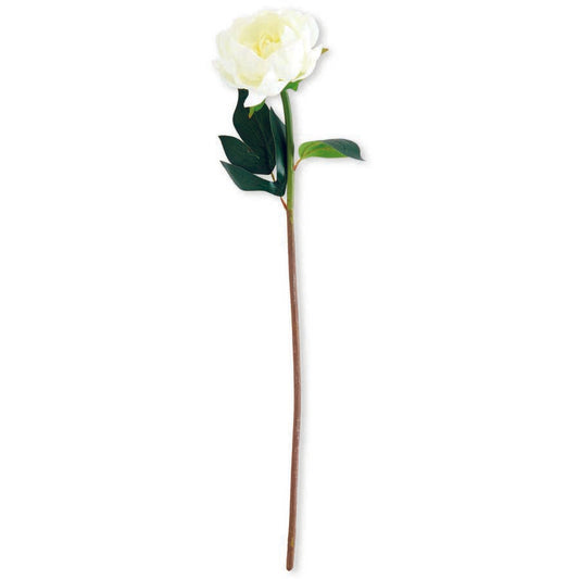 20 Inch White Real Touch Peony Stem