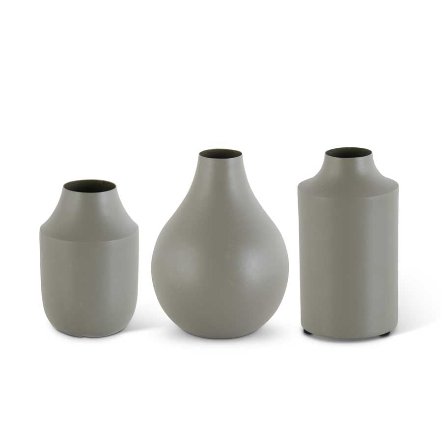 Green Matte Small Metal Vases