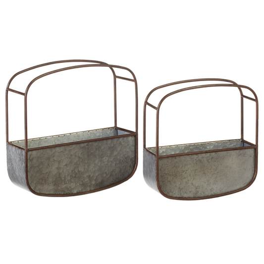 Industrial Galvanized Wall Planter