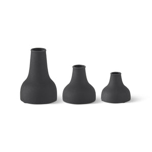 Textured Black Metal Long Neck Vases