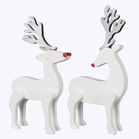 Wood Christmas Deer Decor, 2 Assorted