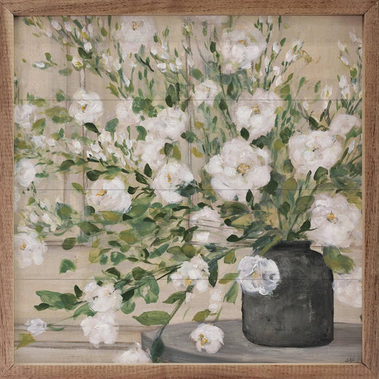 White Bouquet Gray Vase By Julia Purinton