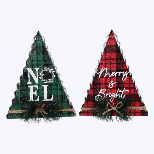 Plaid Wood & Metal Trees