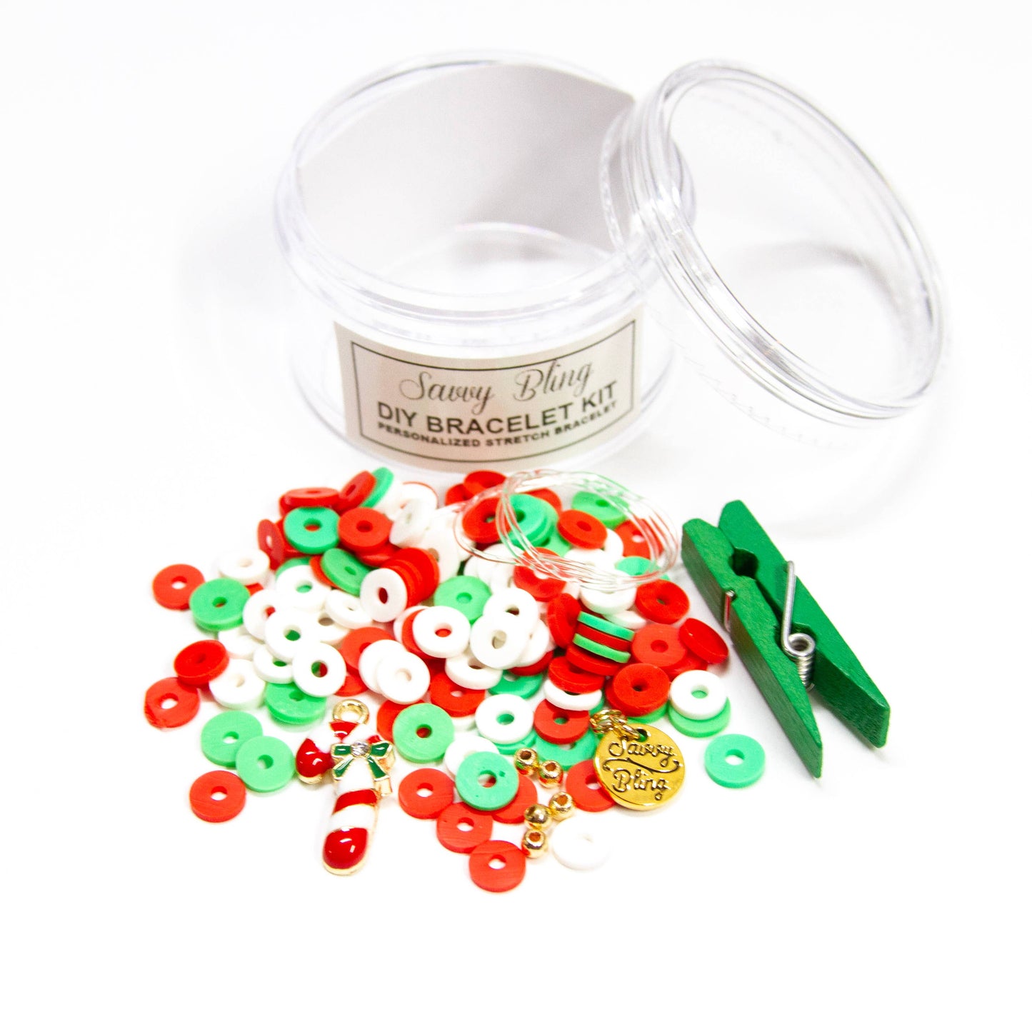 Kids DIY Bracelet Kit - Christmas Candy Cane