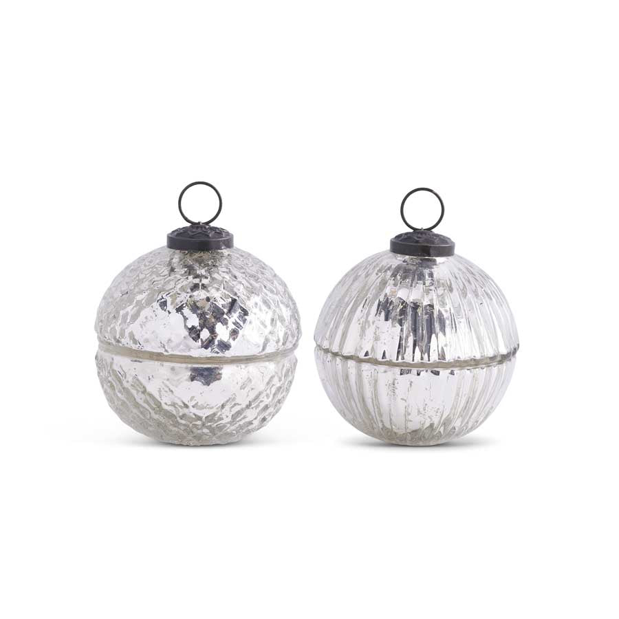 Silver Mercury Glass Lidded Ornament Candle