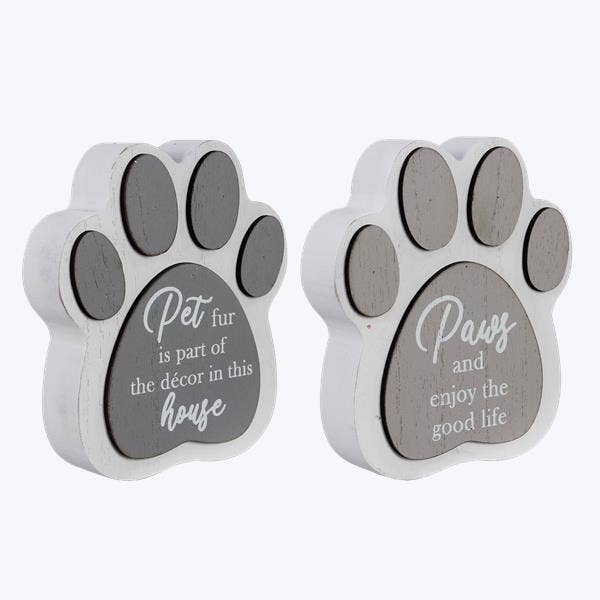 Wood Pet Pawprint-Shaped Tabletop Sign