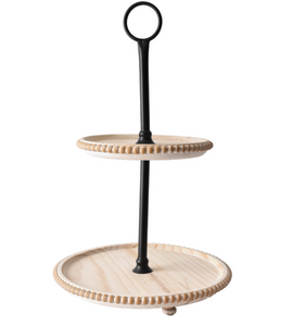 Round Beaded Edge Two-Tiered Tray