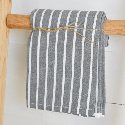 Charcoal & White Stripe Dish Towel Set