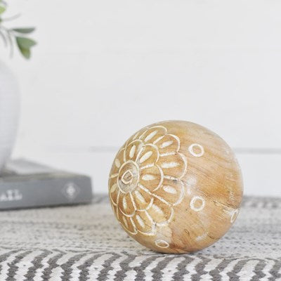 Floral Carved Wooden Ball