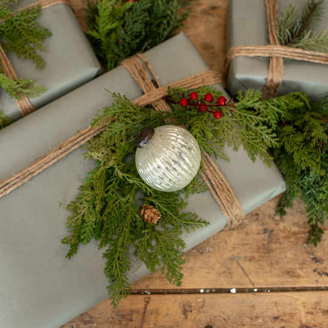 Ribbed White Kugel Ornament