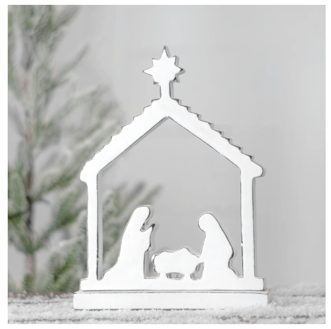 White Mango Wood Nativity Set