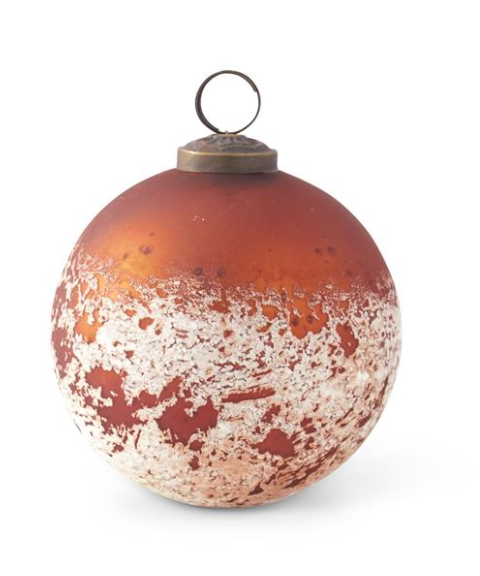 Orange & Half White Speckled Glass Ornament