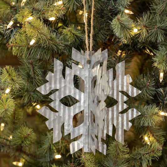 White Washed Arrowhead Metal Snowflake Ornament