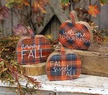 Load image into Gallery viewer, Fall Sweet Fall Plaid Pumpkin Chunky Sitter, 3 Assorted
