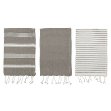 Load image into Gallery viewer, Grey Cotton Striped Towel Set

