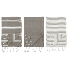 Load image into Gallery viewer, Grey Cotton Striped Towel Set
