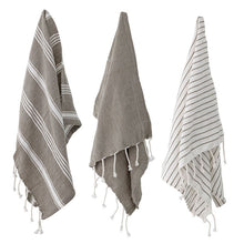 Load image into Gallery viewer, Grey Cotton Striped Towel Set
