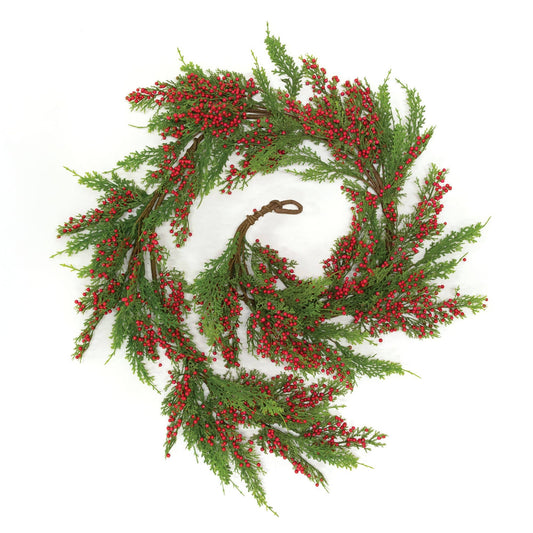 Merry Red Berries & Cedar Garland, 5ft