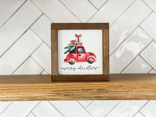 Christmas Truck | Christmas Wood Sign | Christmas Home Decor: 9x9"