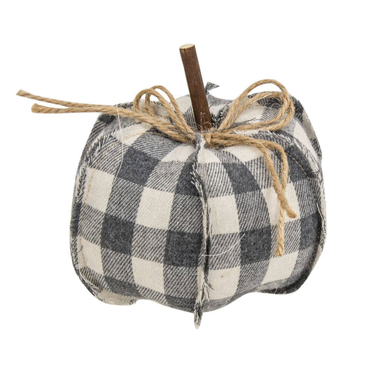 Gray Buffalo Check Stuffed Pumpkin 4.75"