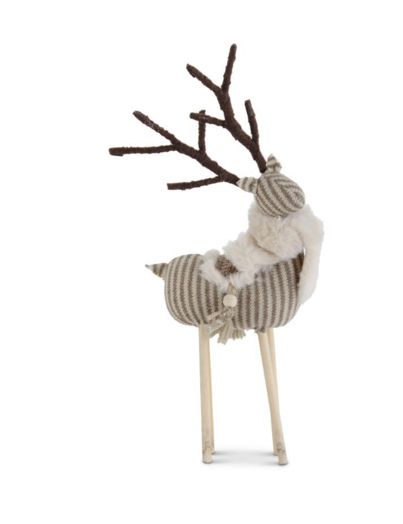 Tan and Cream Striped Fabric Deer