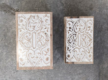 Load image into Gallery viewer, Hand-Carved Mango Wood Boxes, Whitewashed
