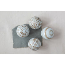 Load image into Gallery viewer, Hand-Painted Stoneware Orb - Brown &amp; White
