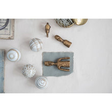 Load image into Gallery viewer, Hand-Painted Stoneware Orb - Brown &amp; White
