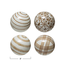 Load image into Gallery viewer, Hand-Painted Stoneware Orb - Brown &amp; White
