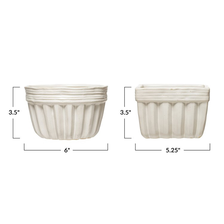 White Stoneware Bowls with Reactive Glaze